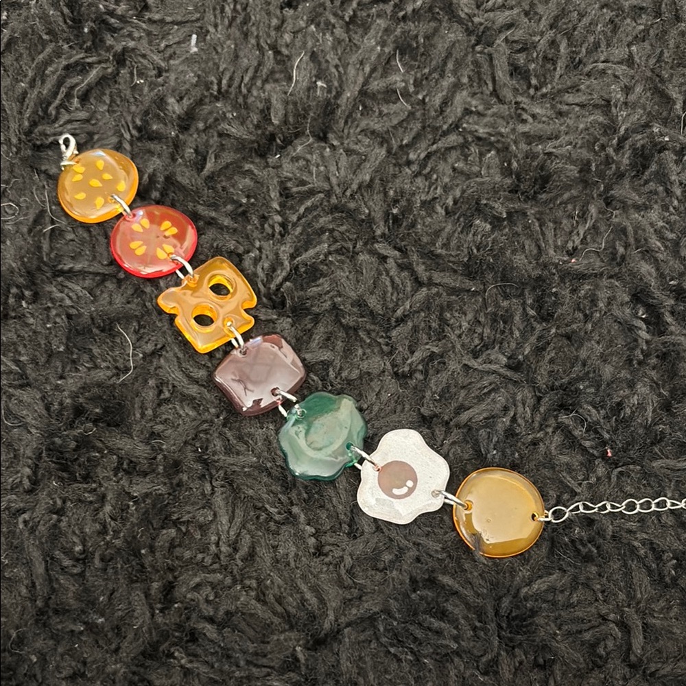 Colorful hamburger Charm Bracelet